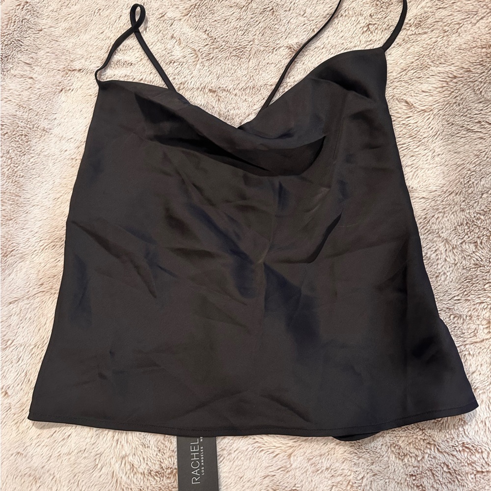 Rachel Zoe Black Satin Sleeveless Top